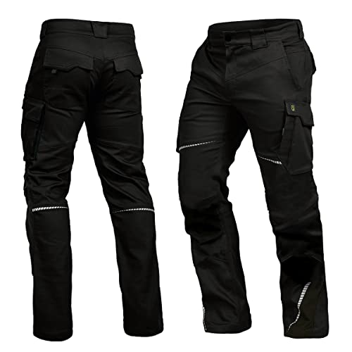 LEIB WÄCHTER Flex-Line Arbeitshose Bundhose Premium Schwarz/Schwarz ohne...