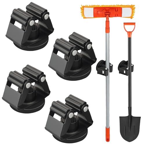 MUTUACTOR Magnetic Broom Holder,4PCS Anti-Slip Magnetic Mount Storage Broom Holders
