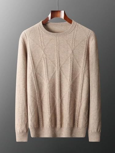 Men's Crew Neck Long Sleeve Knitted Sweater Solid Color Casual Cashmere Sweater2