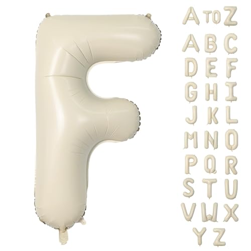 Lausatek アルファベット レター バルーン F 英語 文字 40インチ アルミ風船 大きい 組み合わせ 誕生日 バースデー 飾り付け イベント 記念日 パーティー 約90cm くすみホワイト