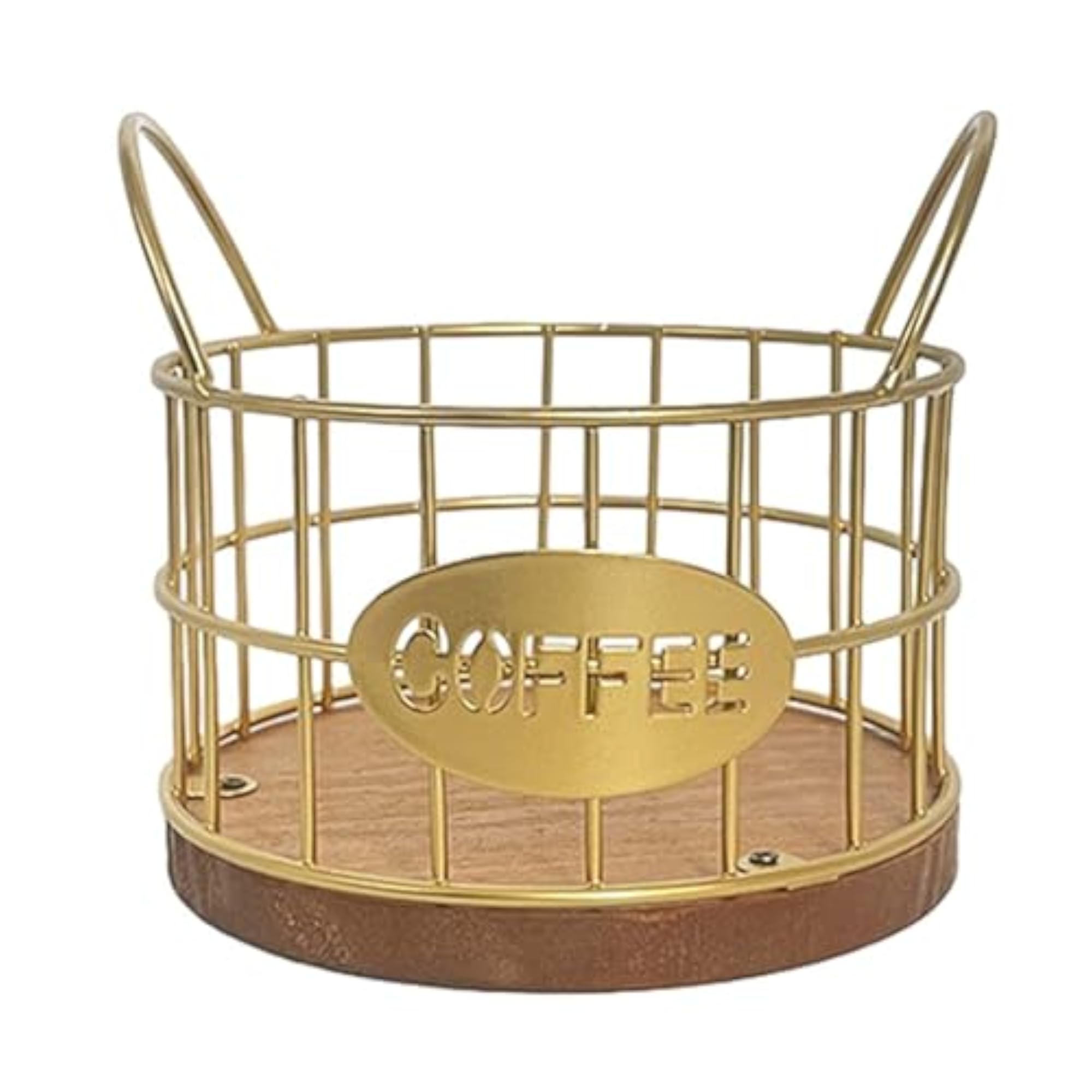 Freestanding Coffee Pod Basket for Cafes & Countertops, Gold