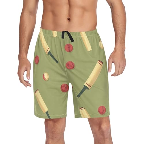 Men's Short Pajama Bottoms Cricket Sport Ball Home Casual Sleep Pants4