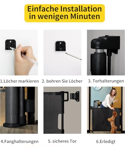 dearlomum Treppenschutzgitter Türschutzgitter Ausziehbar 0-140 cm,Baby Absperrgitter Schutzgitter Treppe für Kinder… – Ansicht 5