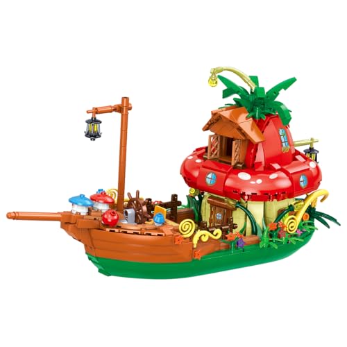 Architecture Mushroom Boat Building Blocks Set,Creative Ideals Mushroom Boat Building Blocks(998PCS) - Architectural Model Toys Gifts for Kid and Adult