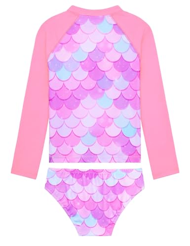 Image of Girls Rash Guard Swimsuit Two Pieces Adorable Swimswear Quick Dry Bathing Suit Long Sleeve
