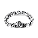 FIGEDY Viking Vintage Skull Stainless Steel Bracelet, Nautical Anchor, Snake, Leopard Biker Gothic Punk Old Metal Brushed Finishing Bracelet Cuff Gift for Men and Women, Motorcyclers (Nautical Anchor)