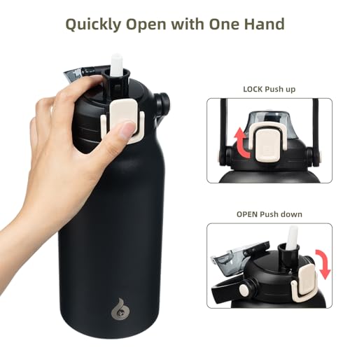 Image of BJPKPK 35oz Insulated Water Bottle with Straw Lid, Stainless Steel Bottle | One-Hand Straw Lid, BPA-Free Leakproof Large Water Bottle with Handle, Keeps Cold & Hot, Vacuum Insulation for Gym & Outdoor