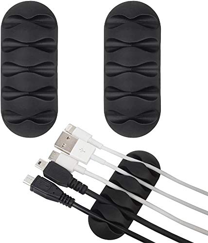 Image of Volo Cable Clips, Cable Organizer, Cord Management, Wire Management System,10 Pieces, Self Adhesive for Your Wires, Charging and Mouse Cord (Color: Black)