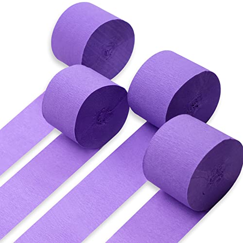 Image of PartyWoo Crepe Paper Streamers 4 Rolls 328ft, Pack of Pale Purple Crepe Paper for Party Decorations, Wedding Decorations, Birthday Decorations, Baby Shower Decorations (1.8 Inch x 82 Ft /Roll)