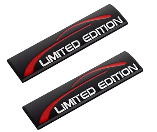 Image of Pair Set Limited Edition Car Emblem Premium 3D Sport Turbo Badge Auto Rear Trunk Side Decal Sticker (Black Red)