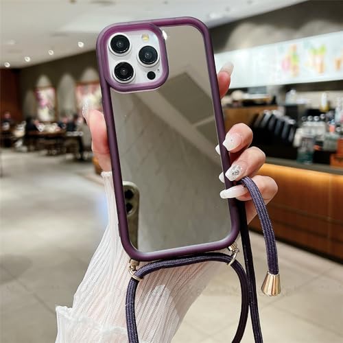 Coque cordon iPhone 14 Pro Max avec miroir pour garder les mains libres