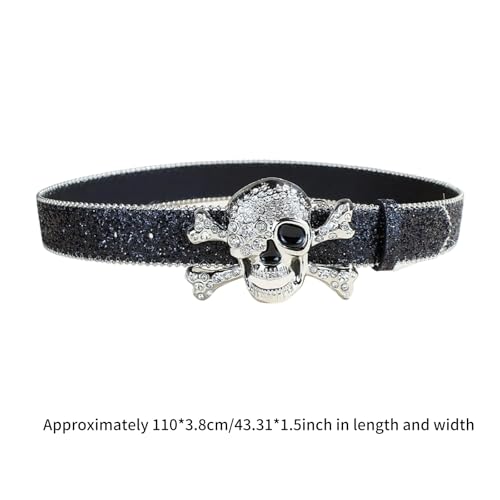 Glitters Punk Leather Belt with Rhinestones Casual Wear Waistband Western Belt for Western Wear and Trousers4