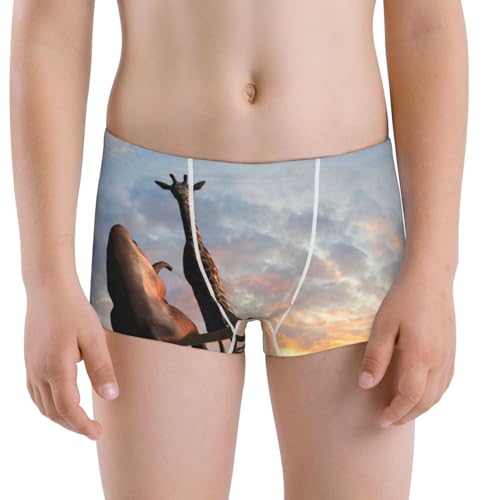 Boys' Cotton Boxer Brief Soft Underwear-Elephant Giraffe