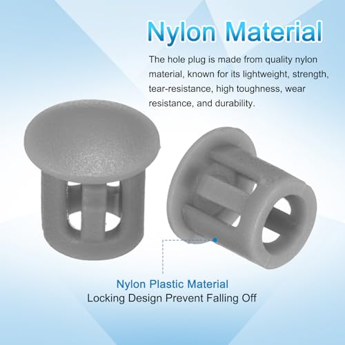 Image of uxcell 100pcs Nylon Plastic Hole Plugs, 1 /5 inch (6mm) Round Drill Screw Hole Plugs Covers, Deep Grey