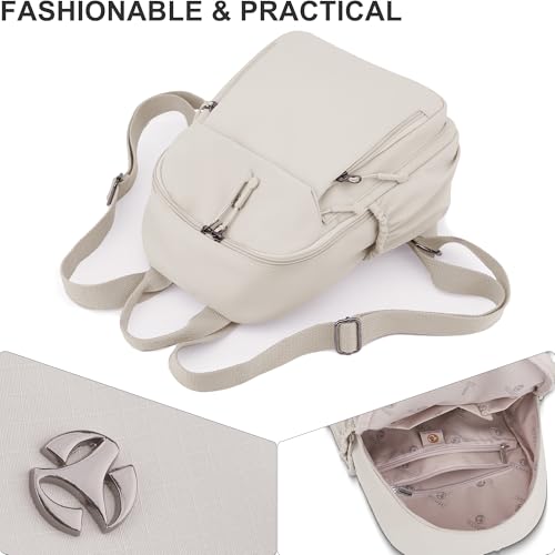 Image of Pealwel Mini Nylon Women Backpacks,Small Ladies backpacks Lightweight Shoulder Satchel Bag Tote Handbag Casual Travel Daypack (Beige(A))