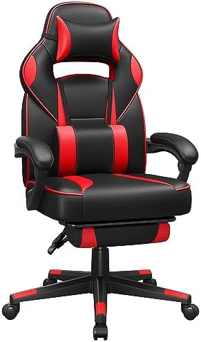 Bild 11 - SONGMICS Gaming-Stuhl, Bürostuhl mit Fußstütze, Schreibtischstuhl mit Kopfstütze und Lendenkissen, höhenverstellbar, ergonomisch, bis 150 kg belastbar, pastellrosa OBG073P01
