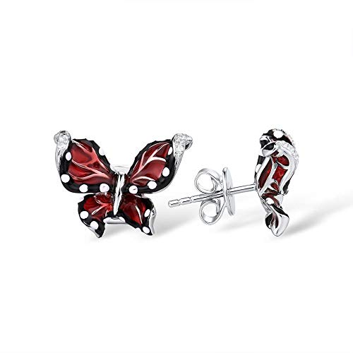Boucles d'oreilles papillon rouge bijoux émaillés fait main femmes