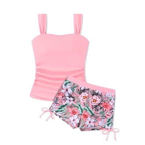 Bañador para niña con falda, vestido de natación para niña, con volantes, ajuste cómodo, UPF 50+, secado rápido, elástico, para 1 a 11 años, piscina infantil, playa, transpirable, 2026s, Rosa., 13-14