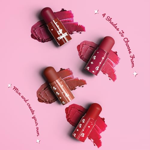 Image of Blue Heaven Get Matte Lip Tower 4-in-1 Stackable Lipstick Combo Set | Moisturizing & Lightweight | Smooth Matte Finish |Intense Color Payoff| Easy to Carry, 6gm