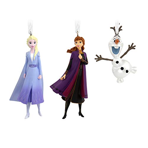 Hallmark Frozen 2 Elsa, Anna and Olaf Christmas Ornaments, Set of 3