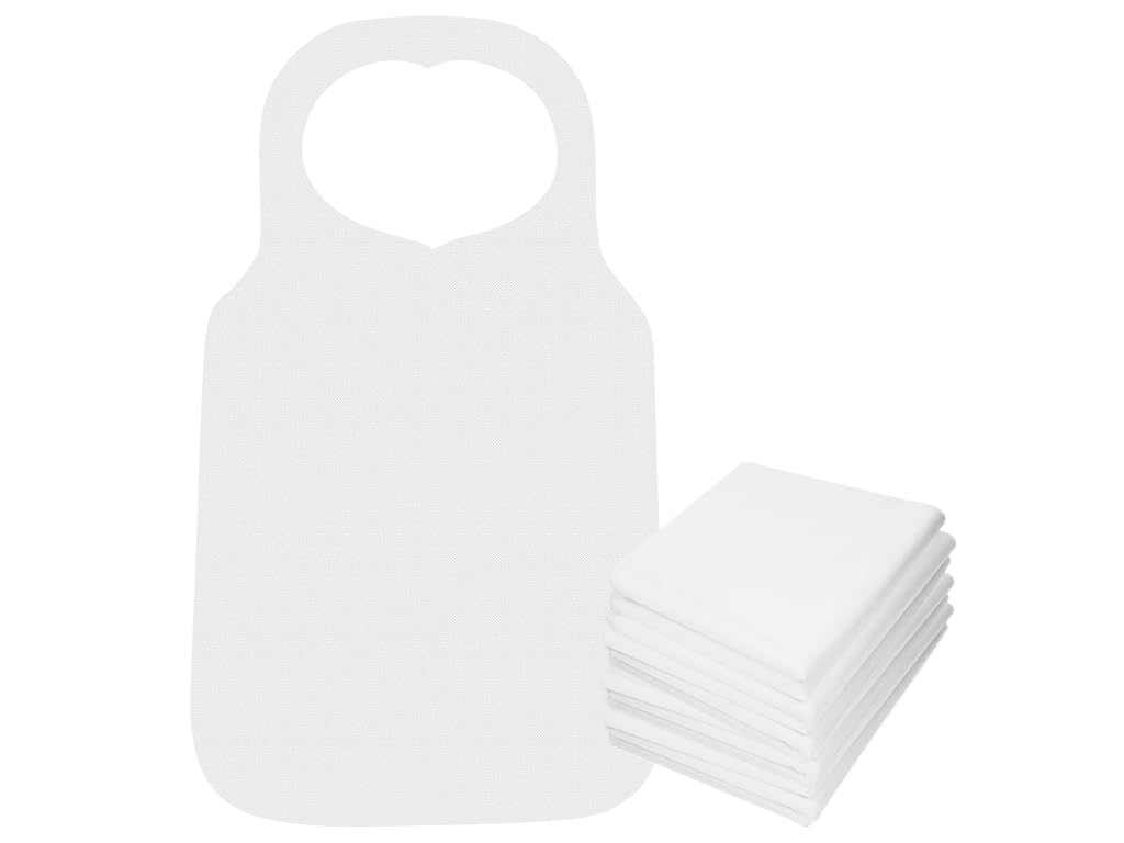 Kellegour 50 pcs Disposable Bibs for Adults,Disposable Adult Poly Bibs,Disposable ​Clothing Protectors for Adult,Waterproof Adult Bibs,Waterproof & Antifouling Aprons For Adults,Seniors or Children