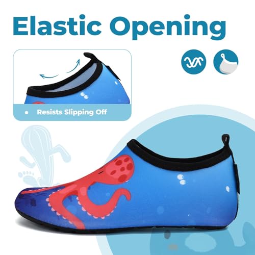 SAGUARO Niños Escarpines Niño Niña Escarpines Agua Antideslizante Zapatillas Agua Transpirable Zapatos Playa para Piscina Natación Surf Acuáticas Azul Oscuro,GR.30/31 - imagen 3