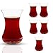 yersiz Turkish Tea Glass Set, Slim Waist Design and Thick Sole Prevent Tea From Getting Cold, Easy to Keep for 6 People, 6 Glasses, Useful Set (6 Pieces)