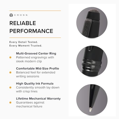 Image of Cross Bailey Matte Black Refillable Rollerball Pen ? Medium Point, Black Ink, Presented in a Premium Gift Box