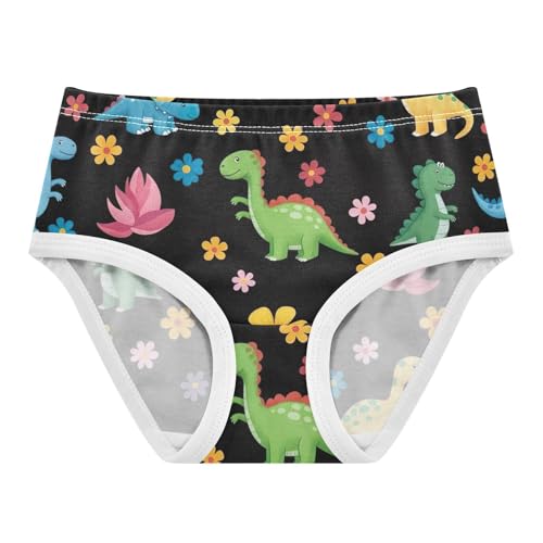 Cute Dinosaurs Flowers Black Underwear Toddler Girl, Underwear Girls, 2T–8 Years