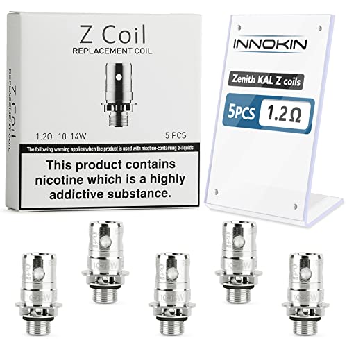 Innokin Zenith Z Coils, KAL 1.2ohm, Works with All Zenith Tanks, Adept Zlide, CoolFIre Mini Zenith D22, Pack of 5, 2ml UK, No Nicotine