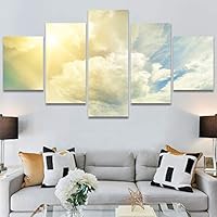 SIGNWIN 5 Panel Canvas Wall Art Modern Art Coastal Colorful Multicolor Photography Romantics Sunset for Home Decorations Ready to Hang - 60