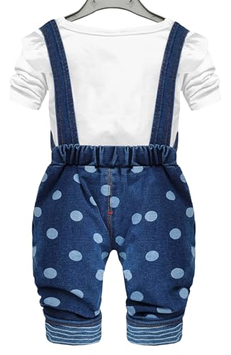 Image of Baby Pant Set, Toddler Overalls Set, Ripped Jean Workwear Set, Pink Flower Cute Cartoon