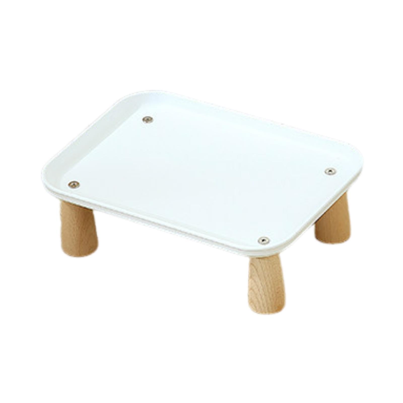Ronyme Raised Pet Feeder Stand Cat Dog Bowl Tray Feeding Dish Holder Cat Bowl Stand for Cats and Dogs, White 24x17x8cm