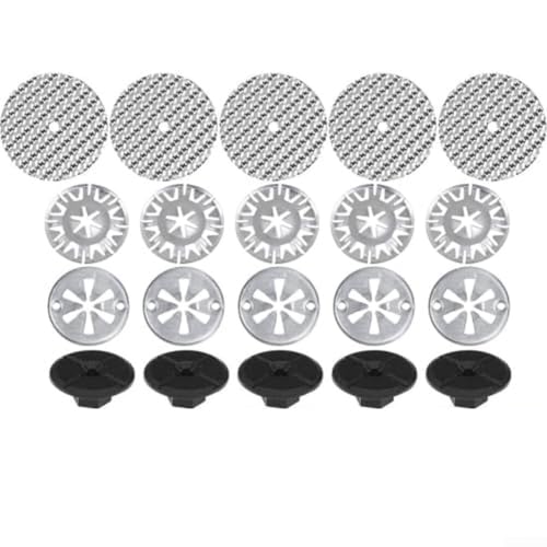 Lista de Placas de protección contra el calor los mejores 5. 46 Kit de discos de sujeción y placas de reparación para escudo de protección contra el calor, 5 placas de metal de 52 mm, discos de sujeción de aluminio, 5 tuercas de plástico...