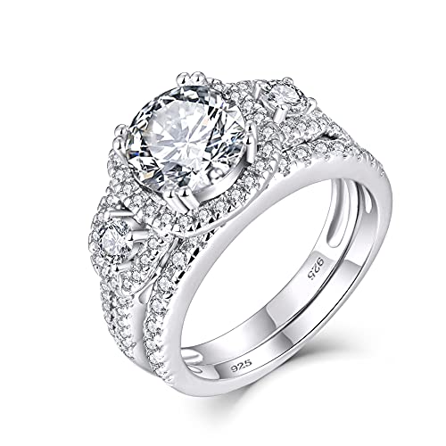 Starchenie Engagement Wedding Ring Set For Women 925 Sterling Silver Round White AAA Cz Size 5-10