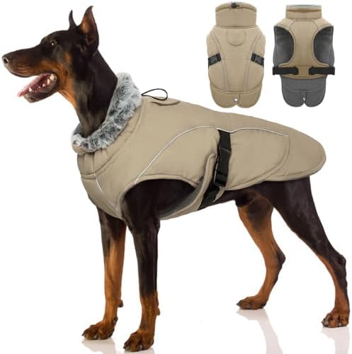 Hundemantel Grosse Hunde, Winterjacken & Wintermäntel für Hunde Winterpullover Hund Schneejacke Hund Hundekleidung Winter Hundejacke Labrador(Khaki, XL)