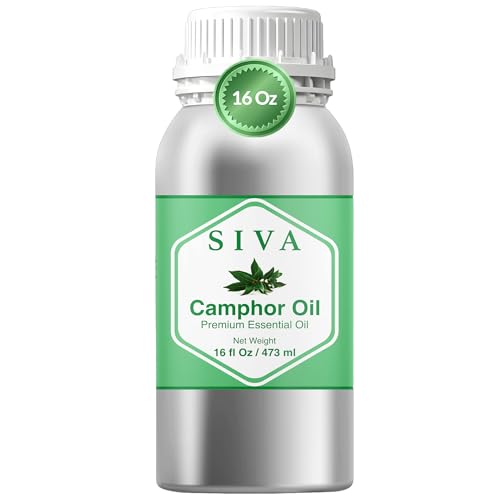 Siva Camphor Essential Oil 16 Fl Oz for Diffuser Skin & Hair Care Ideal for Massage & DIY Blends