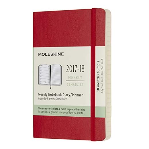 Moleskine 18 Month Weekly Planner, Pocket, Scarlet Red, Soft Cover (3.5 X 5.5)