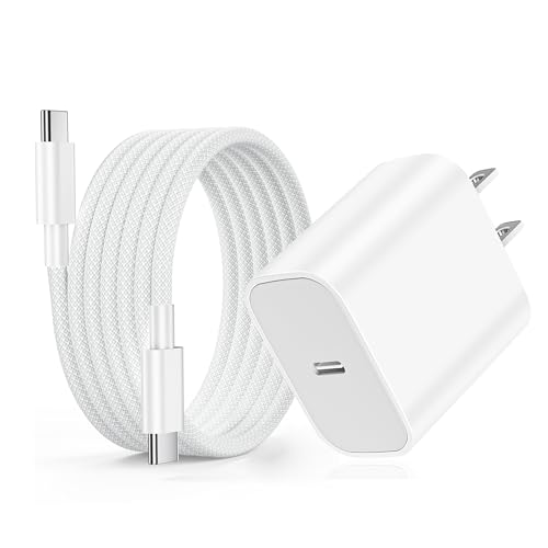 USB C Fast Charger for iPad Pro 13/11/12.9 inch iPad A16/10th Generation iPad Air 13/11 inch/5th/4th/Mini 20W Type C iPad Charger Fast Charging with 6FT Woven USB C to USB C Charging Cord Cable