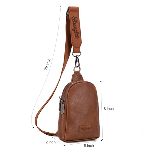 Image of Wrangler Small Sling Bag for Women, Leather Crossbody Bags Cross Body Purse Fanny Packs with Adjustable Strap for Gift