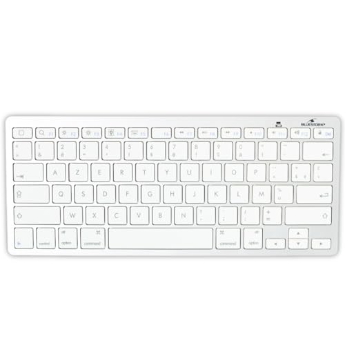 Bluestork - Bluestork Clavier Sans Fil Bluetooth pour Mac, MacBook Pro, MacBook Air, iPad, iPhone - Mini Clavier Mac Français AZERTY, Compact, Ultra Mince, Léger, Silencieux - NOUVEAU 2022 (Blanc)