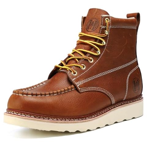 Montwell Men's 6" Slip Resiatant Soft Toe Water Resistant Leather Work Boots, 806D, 9 Cover