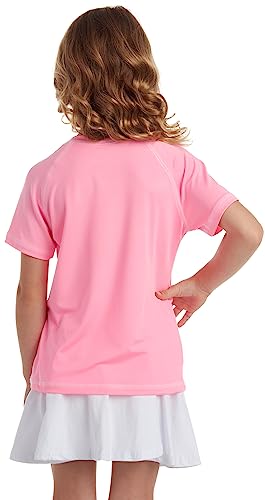 Image of Pink Platinum Girls Swim Shirt - Lightweight Quick Dry Short Sleeve Rash Guard for Girls, Swim Top w /UPF 50+ Sun Protection