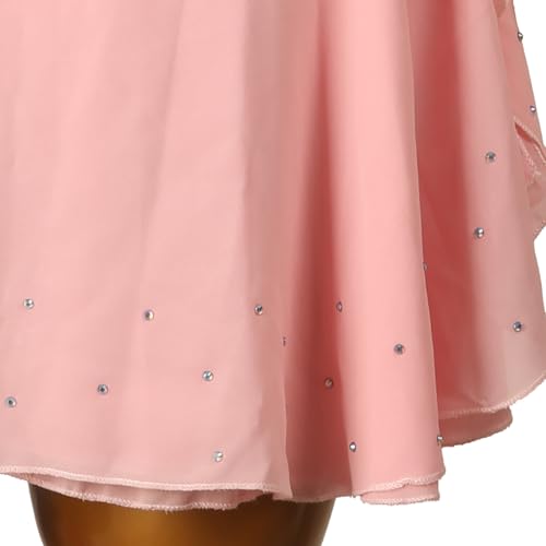 Vestido de patinação artística feminino para patinação no gelo, respirável, feito à mão, manga compr