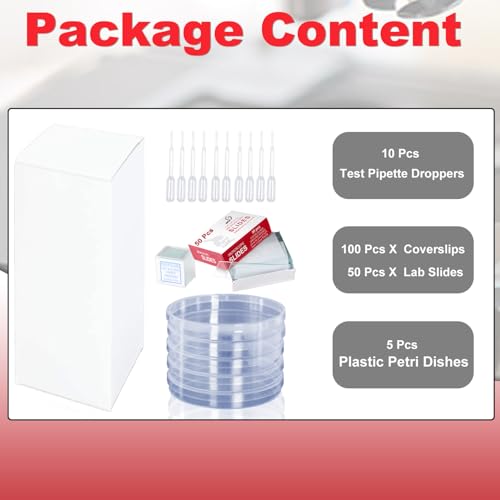 Gpjyyds OTH20240718M-0186-YYDS Sterile Plastic Petri Dishes Set, 50 Pcs Pre-Cleaned Blank Microscope Slides, 100 Pcs 20X20Mm Square Cover Glass, 5 Pcs 90Mm Diax15Mm Deep Lab Petri Plate Dish thumb #1