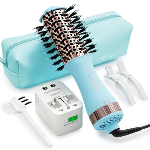 Image of Travel Dual Voltage Hair Dryer Brush and Styler, 110-240V Auto Dual Voltage