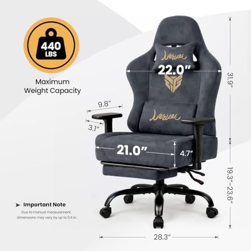 Image of Video Gaming Chair for Adults with Footrest, Ergonomic Computer Chair, Gray