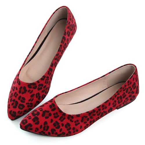 Image of Dear Time Women's Pointed Toe Ballet Flats Simple Casual Office Work Flats Slip-on Comfortable Shoes