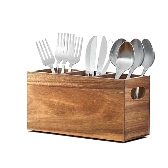 Silverware holder, Acacia Wooden silverware organizer, Utensil holder for party, Utensil holder for party for Countertop Spoon and Fork Holder Flatware Utensils Caddy for Party-1pcs
