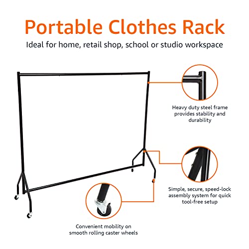 Amazon Basics Heavy Duty Rolling Garment Rack, Hanging Clothes Organizer Rail For Display And Storage, 72 X 60 Inches - Black #TOP2